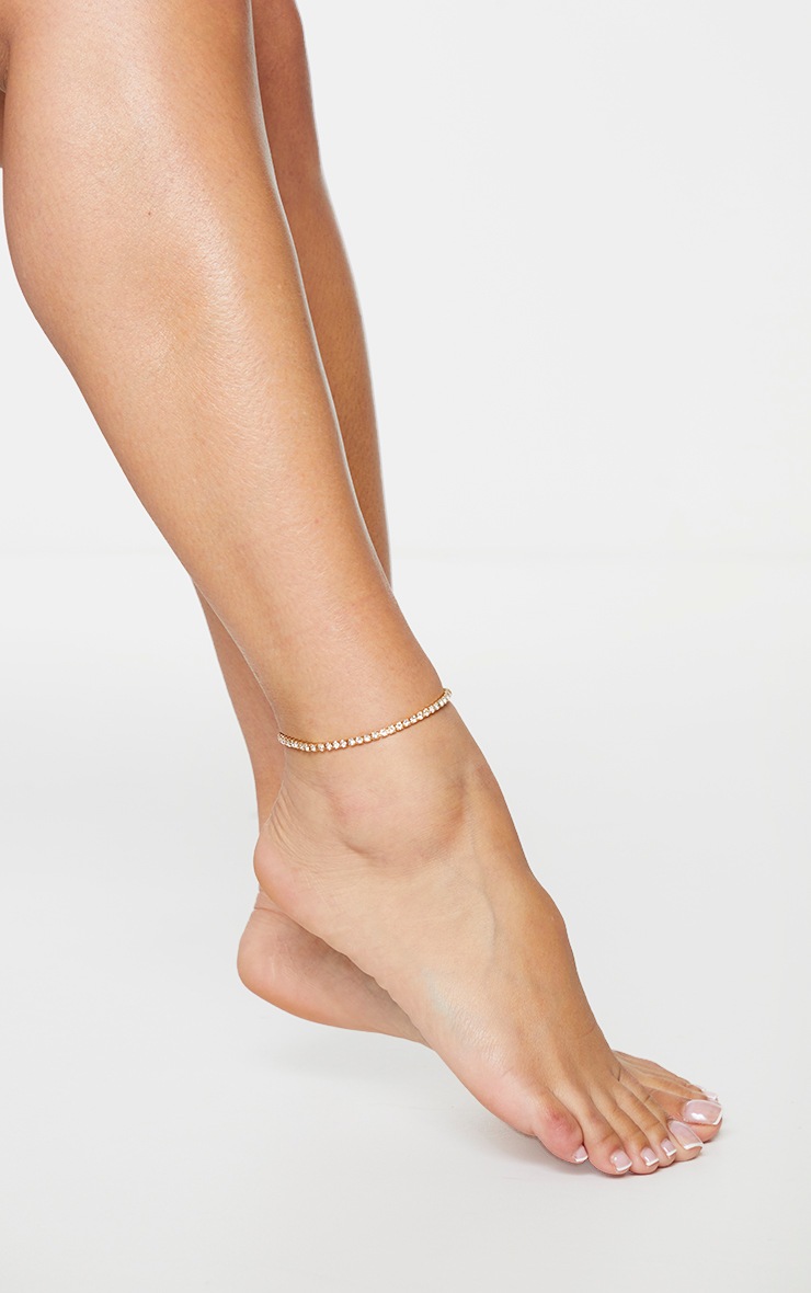 Gold Diamante Simple Anklet
