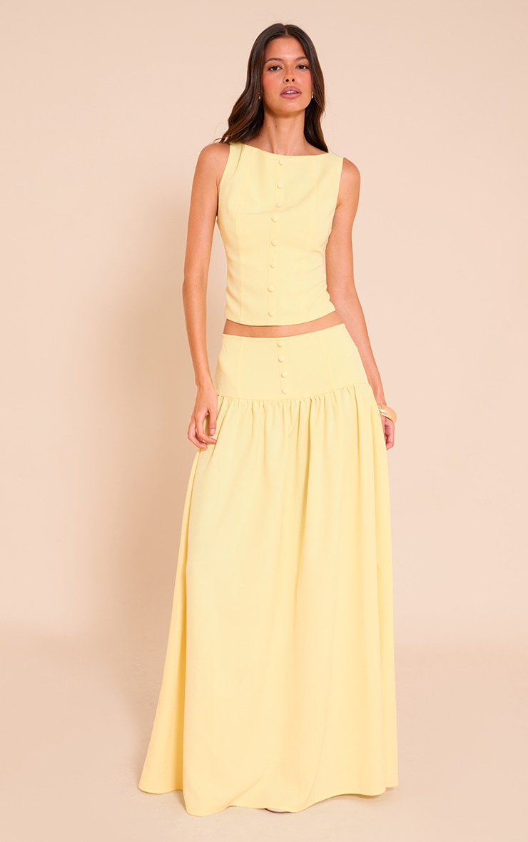 Lemon Woven Pleated Midaxi Skirt image 1