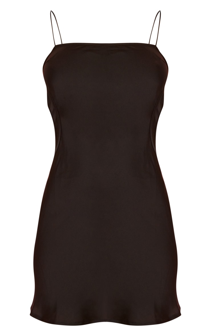 Black Satin Strappy Side Cut Out Shift Dress image 5