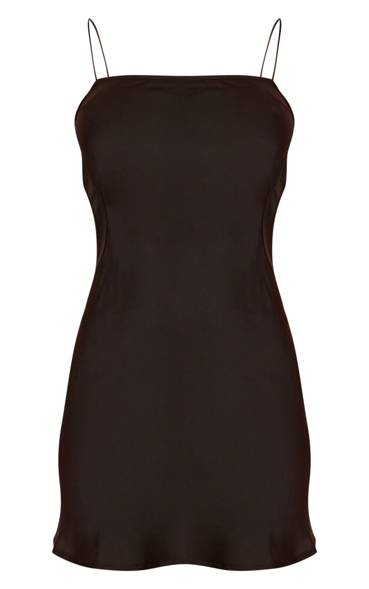 Black Satin Strappy Side Cut Out Shift Dress image 5