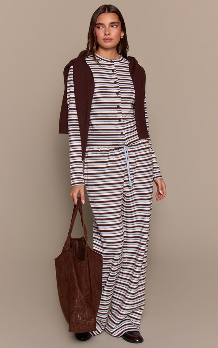 Light Blue Stripe Soft Touch Button Down Top image 3