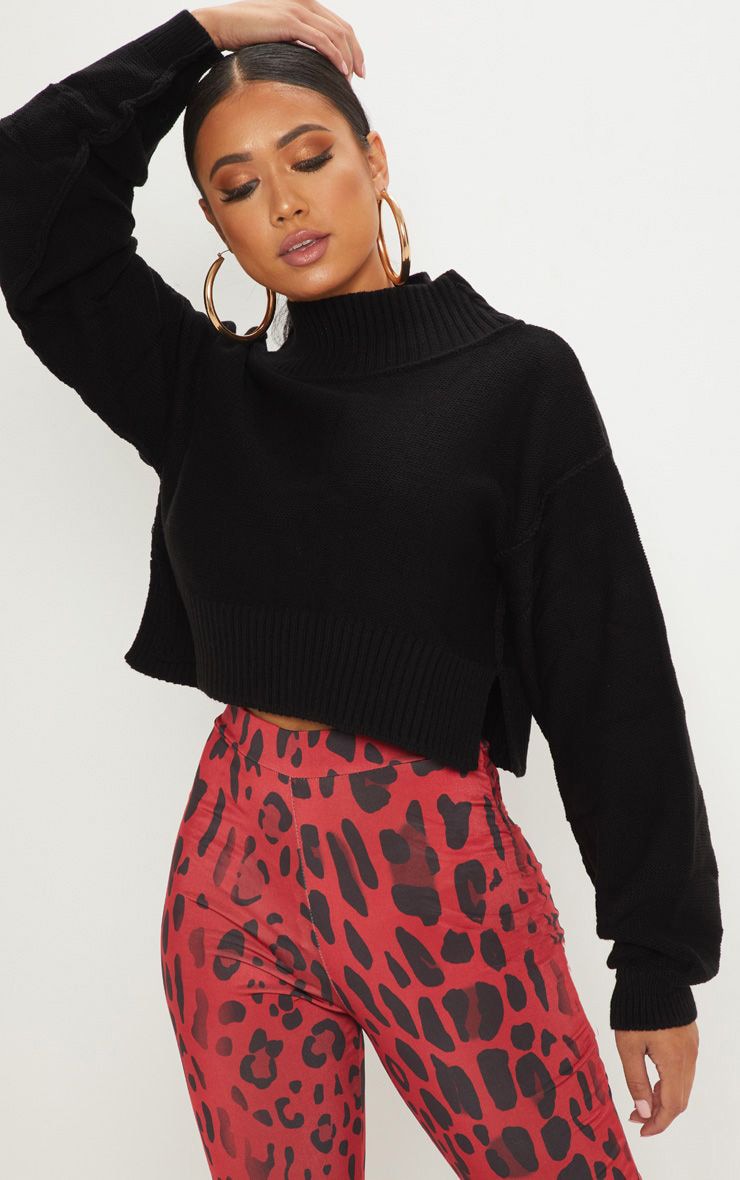 Petite Black Cropped Sweater
