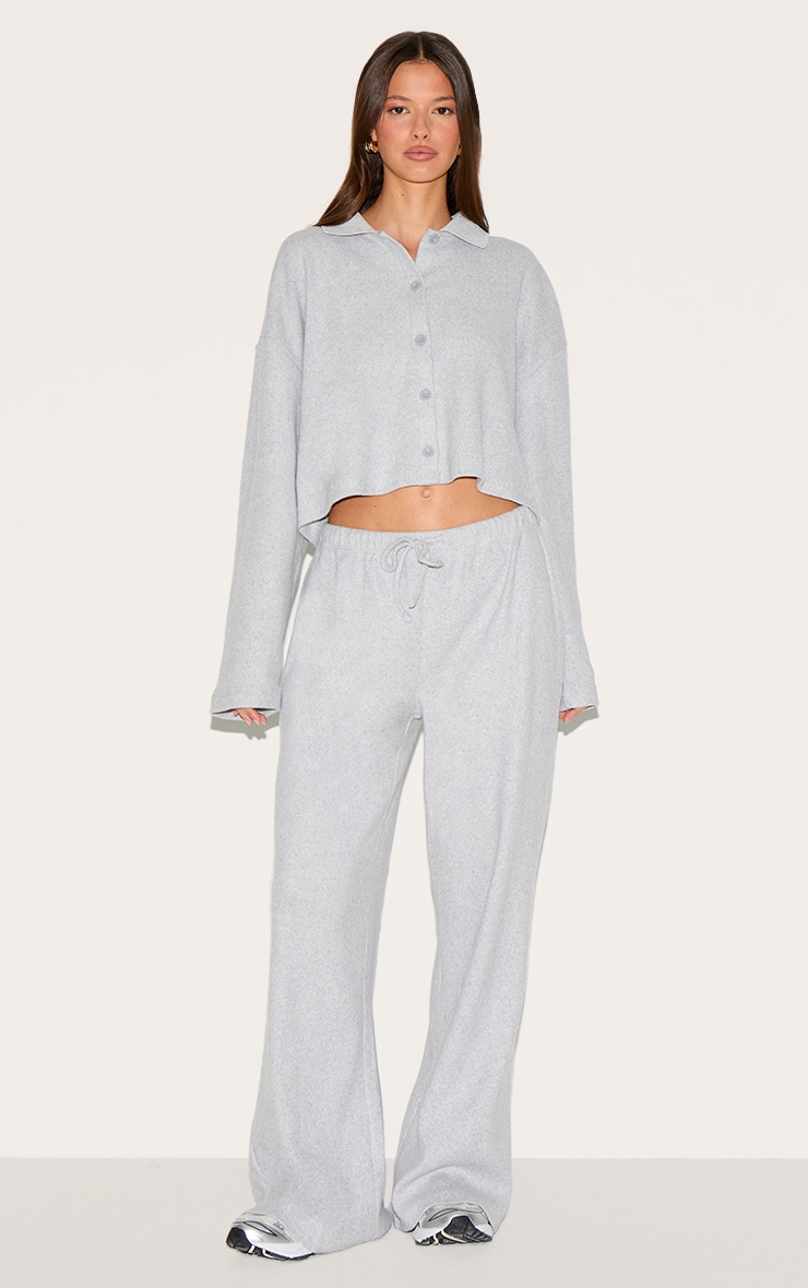 Light Grey Brushed Rib Button Up Shirt image 3