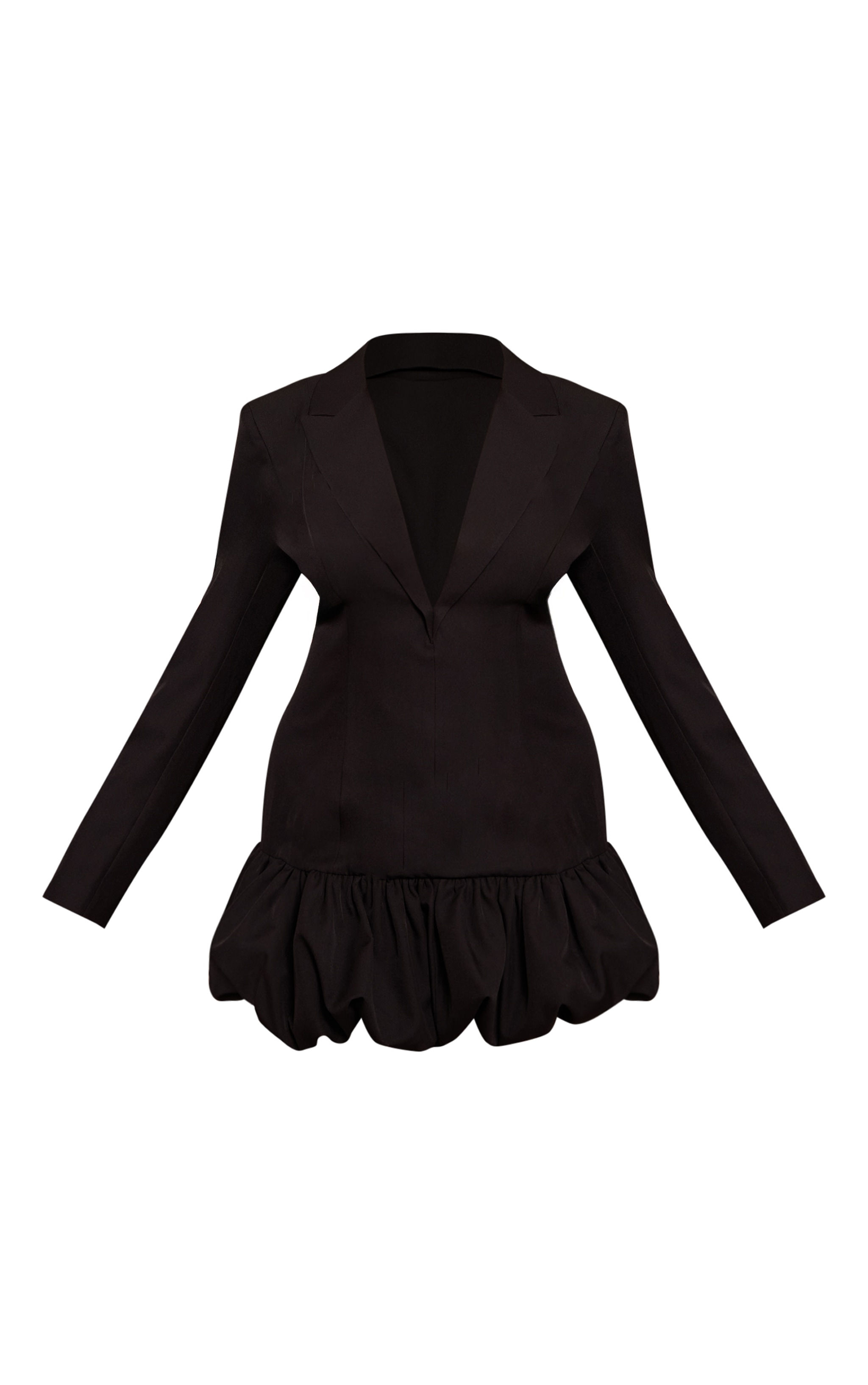 Plus Black Plunge Puff Hem Blazer Dress image 5