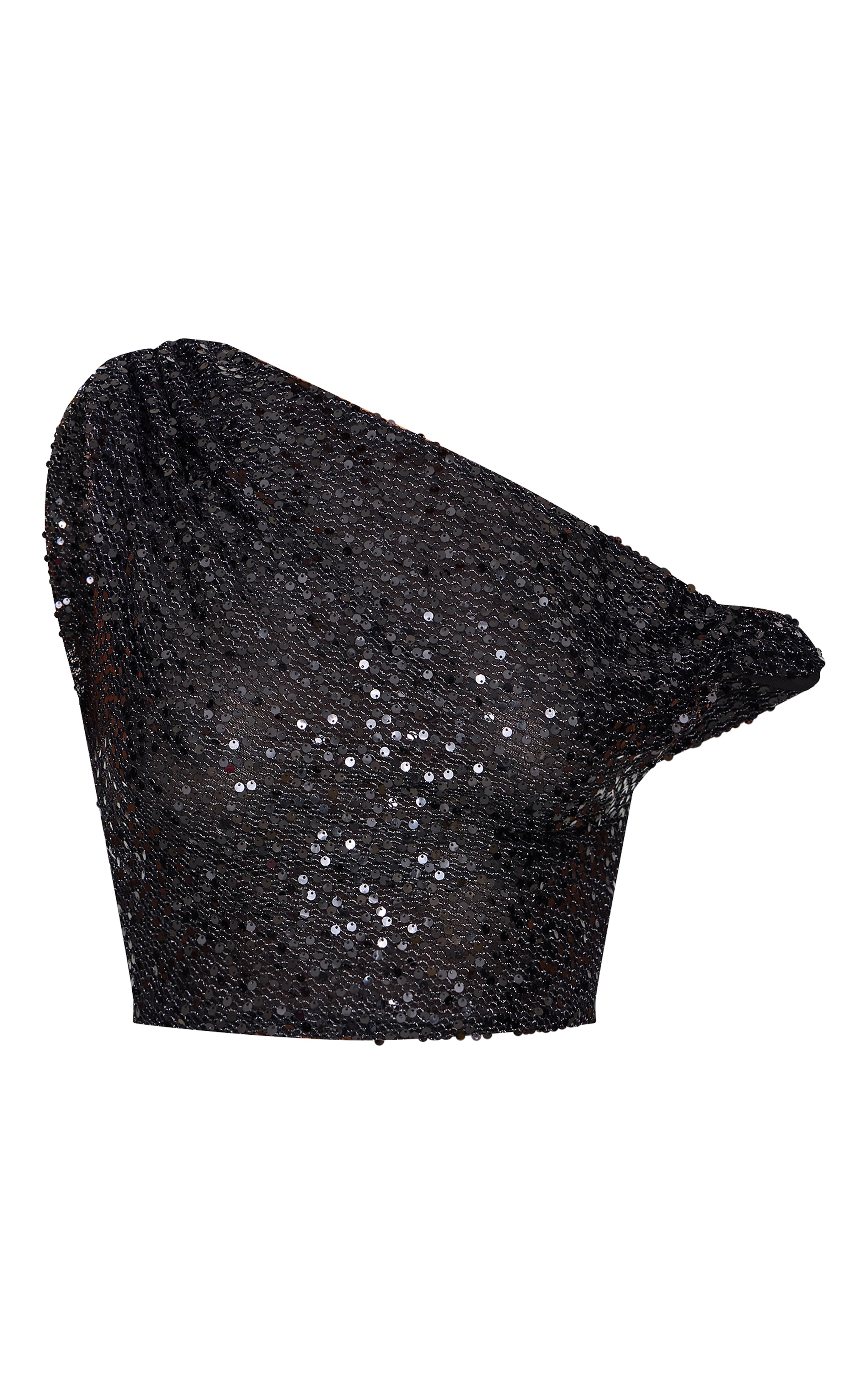 Black Sequin Textured Asymmetric Top image 5