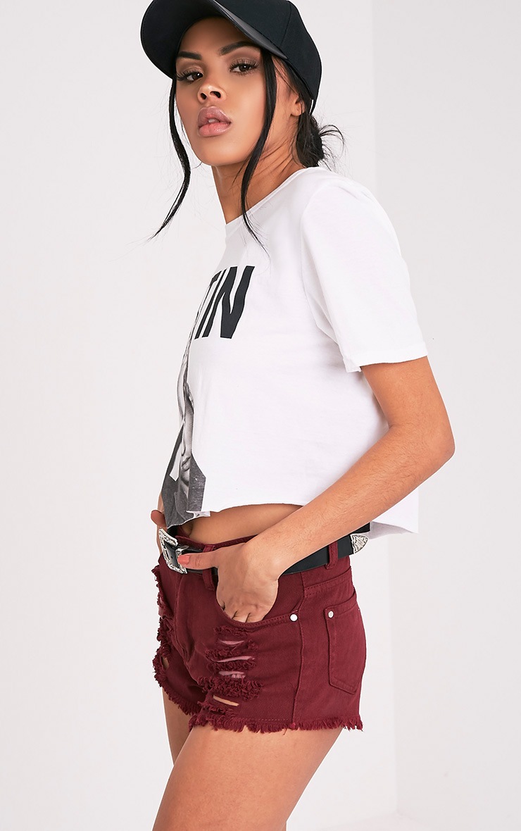 Justin Bieber White Oversized Crop Top PrettyLittleThing