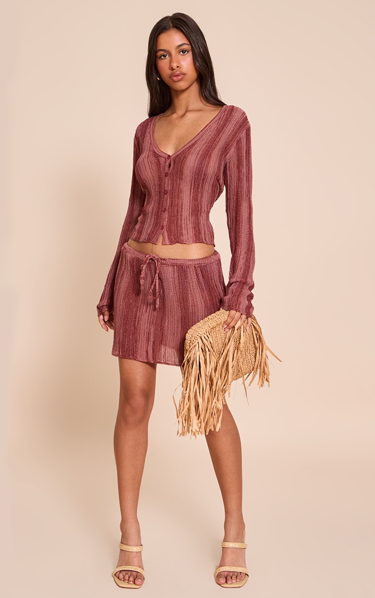 Petite Blush Rose Stripe Knit Cardigan image 3
