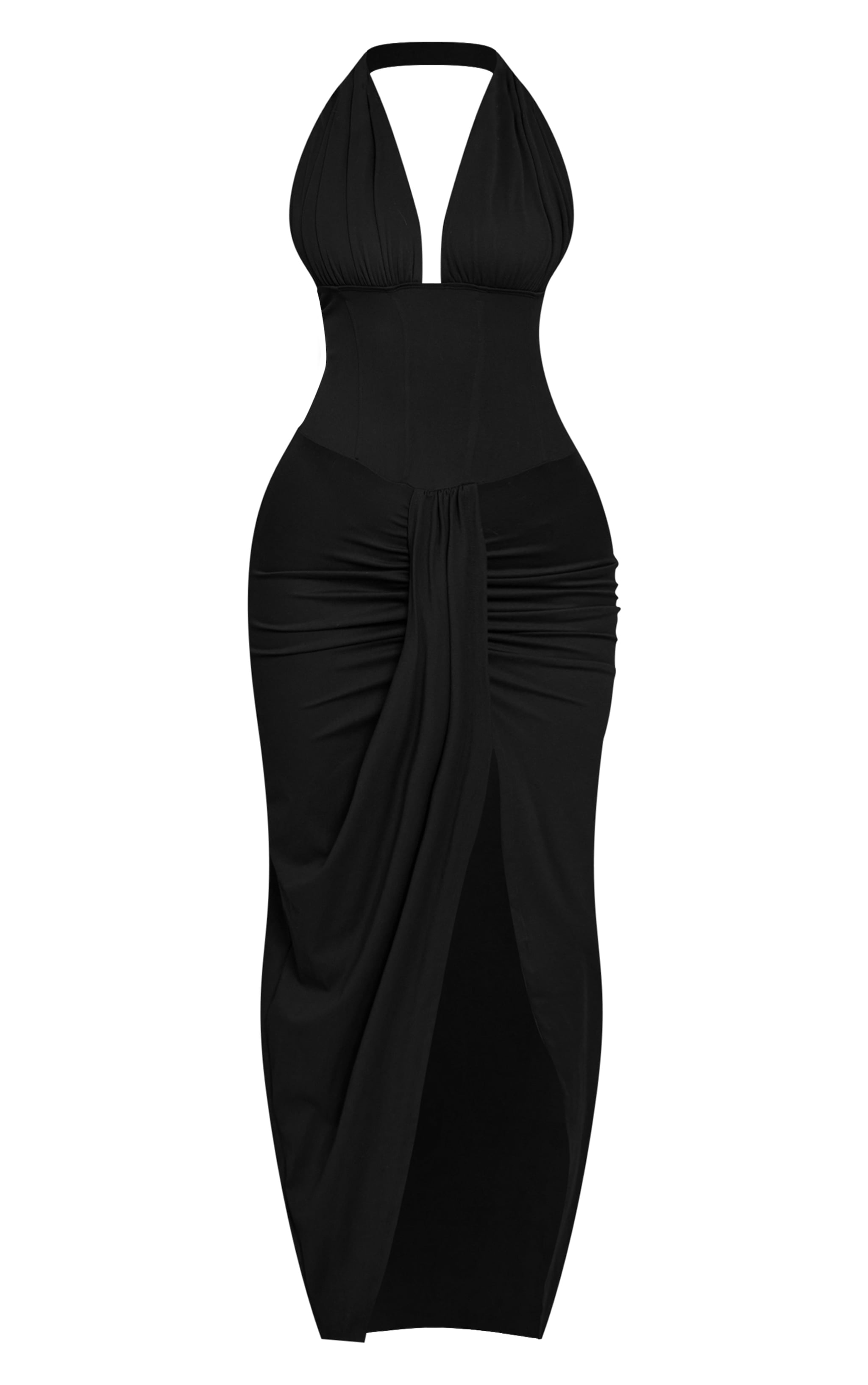 Shape Black Sculpt Plunge Front Drape Maxi Dress image 5