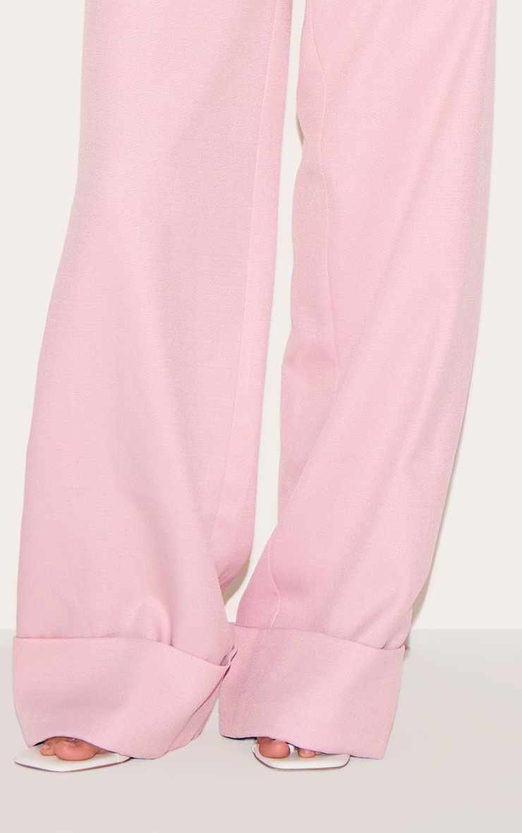 Pale Rose Textured Woven Wide Leg Pant image 4