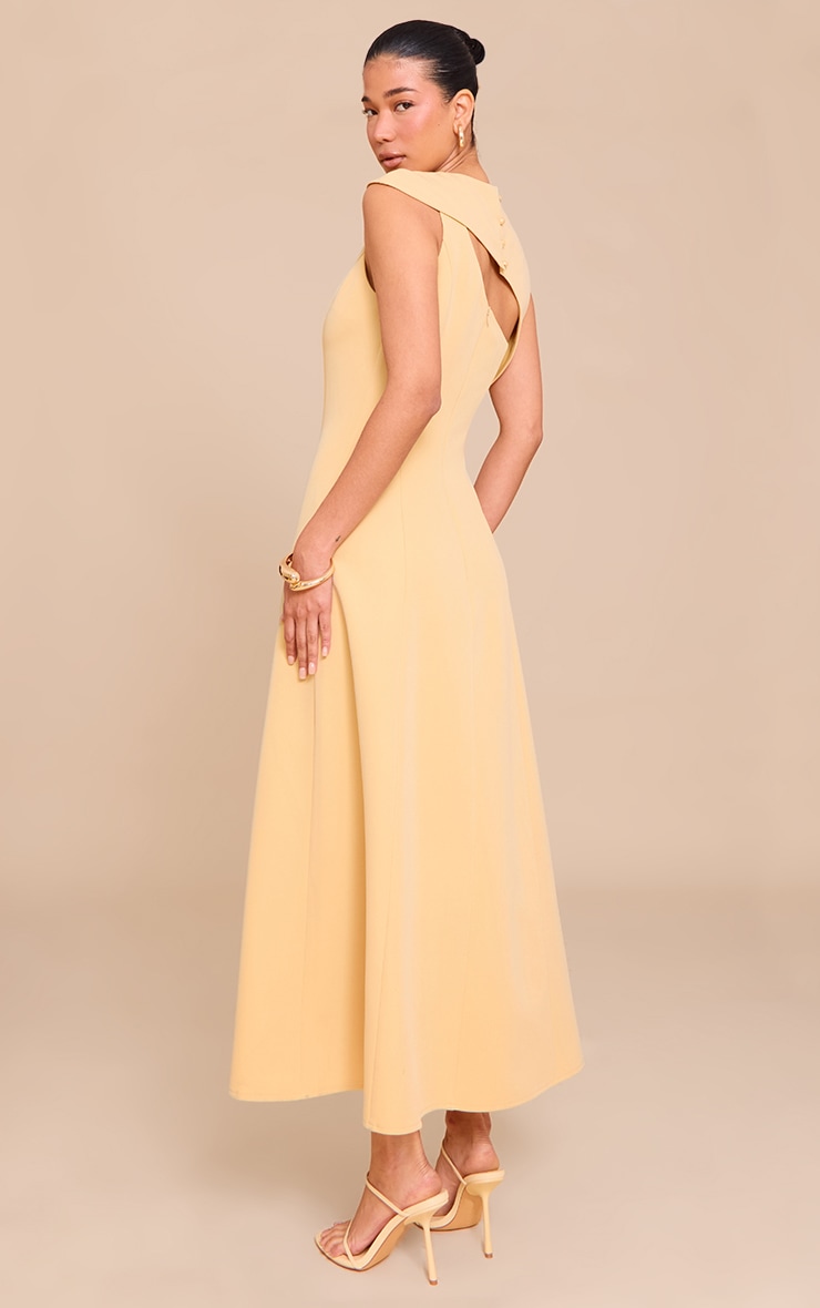 Butter Yellow Asymmetric Cut Out Detail Maxi Dress image 2