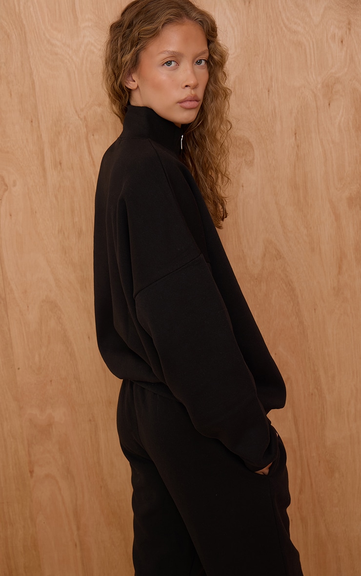 Black Prettylittlething Print Zip Front Hoodie image 2