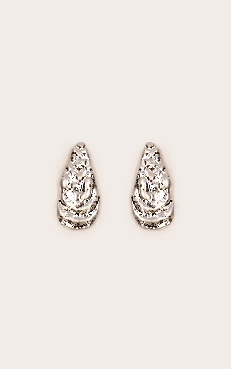 Silver Hammered Shell Earrings image 2