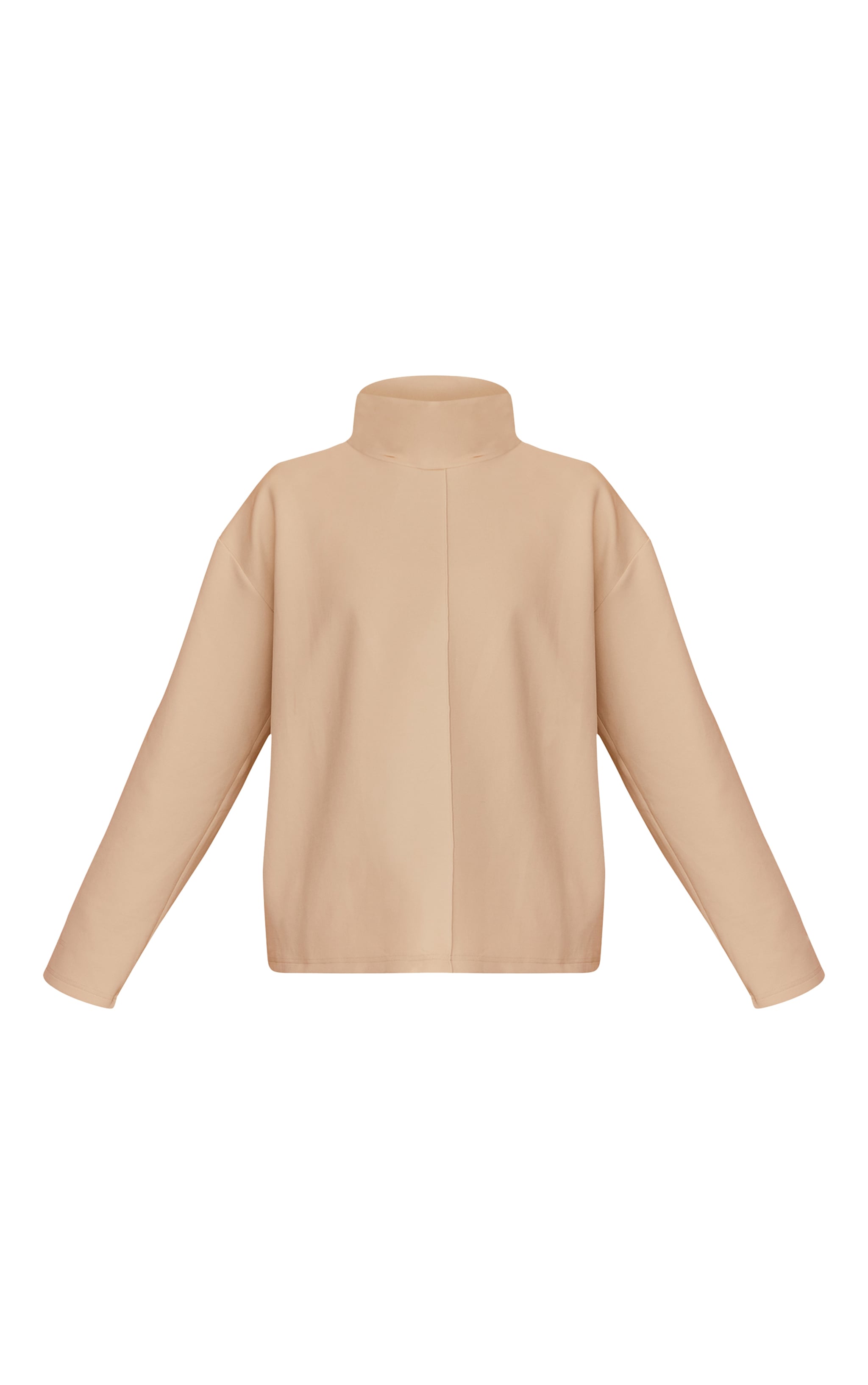 Cream Interlock Seam Funnel Neck Sweatshirt image 5