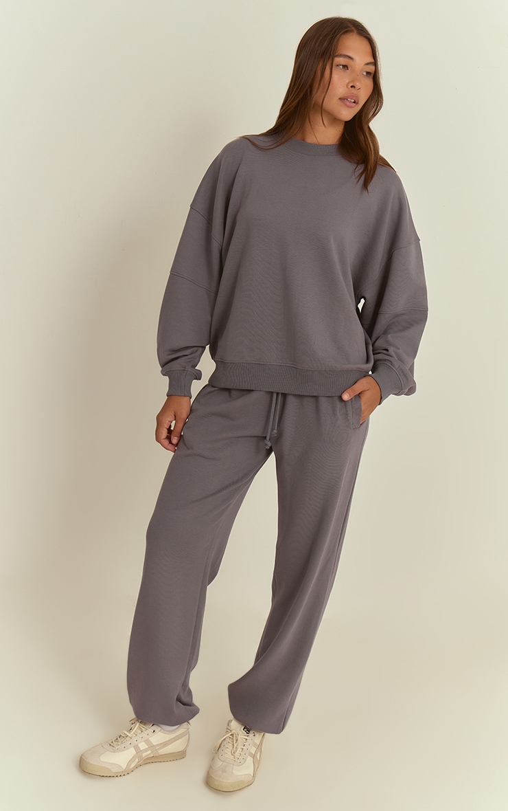 Charcoal Grey Interlock Crew Neck Sweatshirt image 3