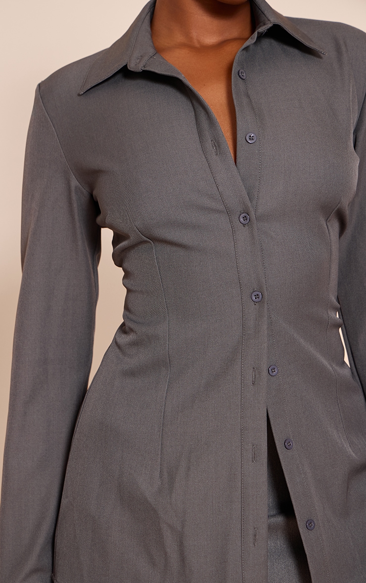 Charcoal Woven Fitted Shirt image 4