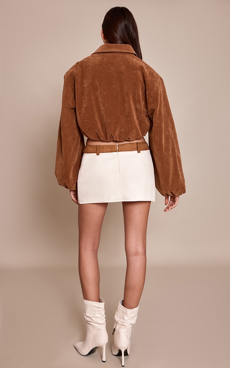 Beige Contrast Waistband Skort image 3
