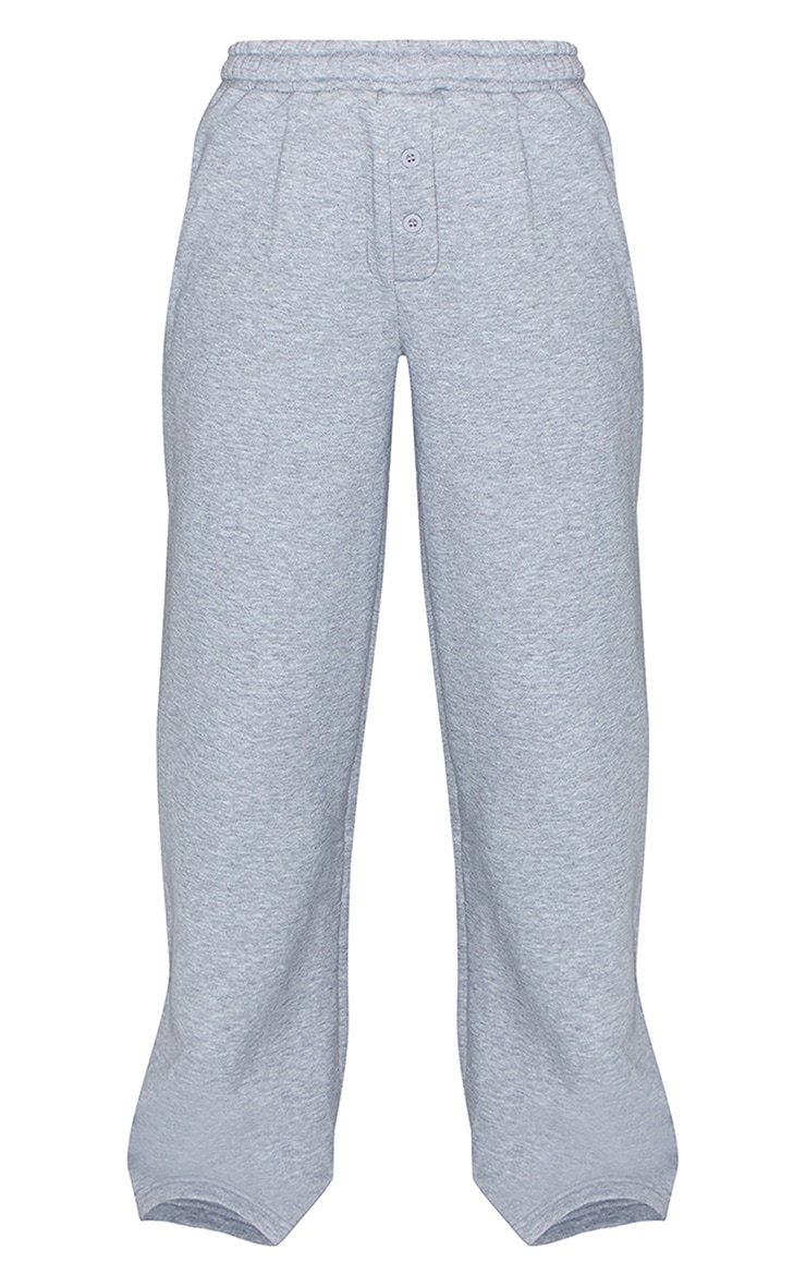 Grey Marl Button Up Wide Leg Sweatpants image 5