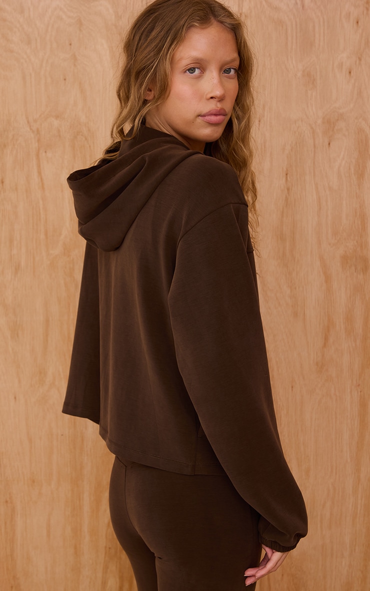 Hoodie très doux chocolat à zip image 2