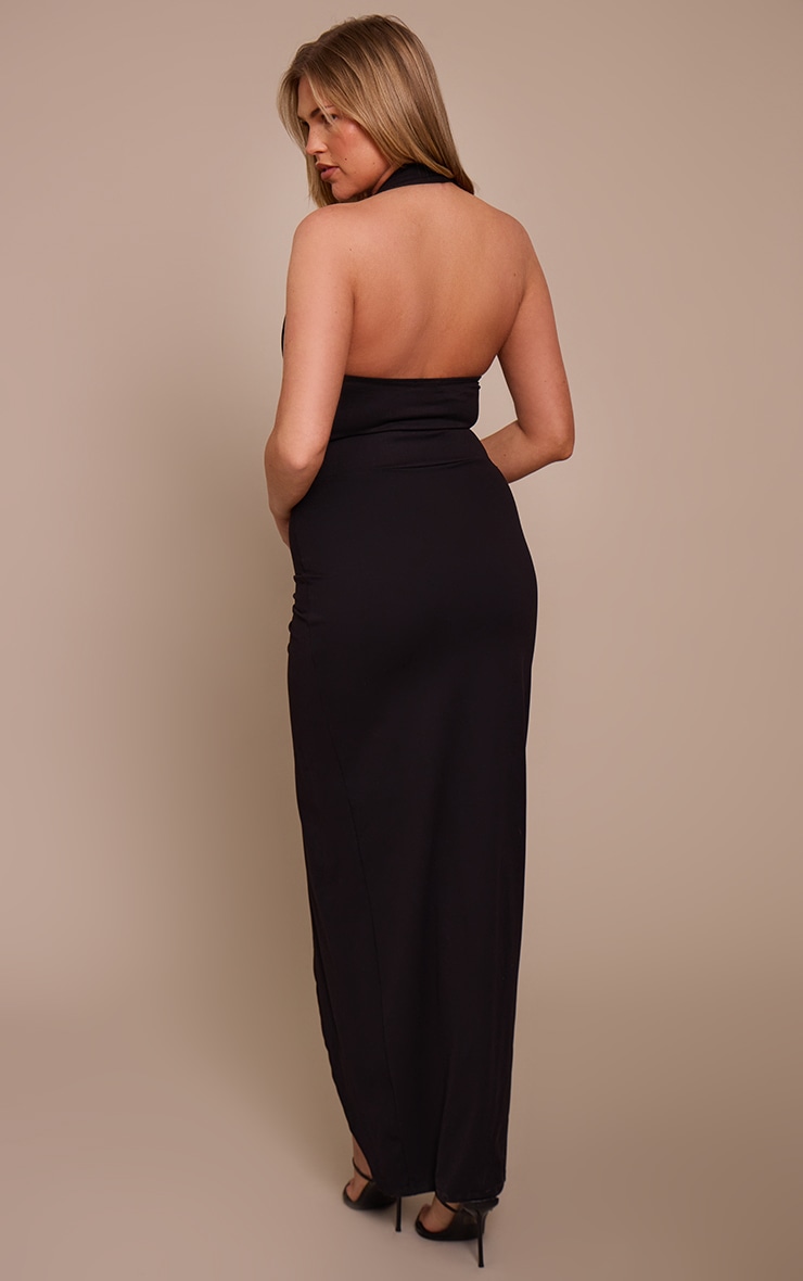 Shape Black Sculpt Plunge Front Drape Maxi Dress image 2