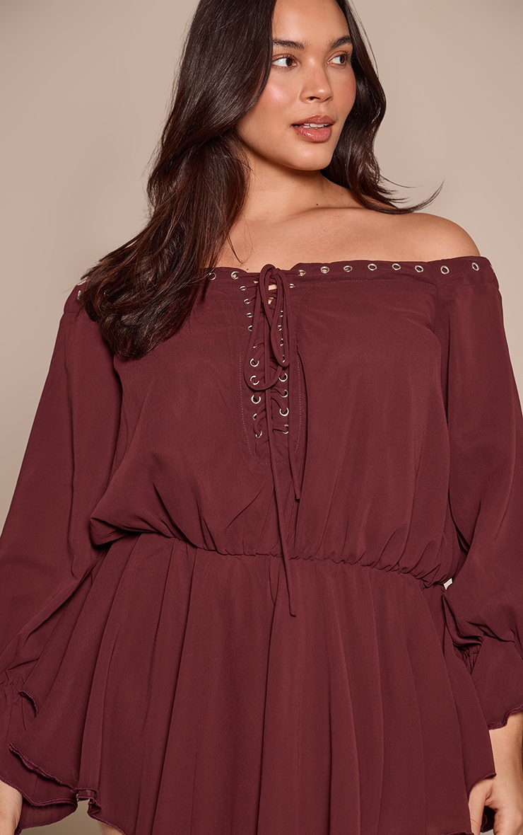 Plus Chiffon Long Sleeve Bardot Floaty Romper image 4