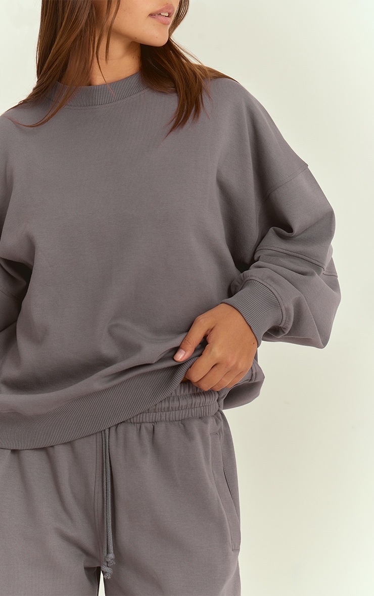 Charcoal Grey Interlock Crew Neck Sweatshirt image 4