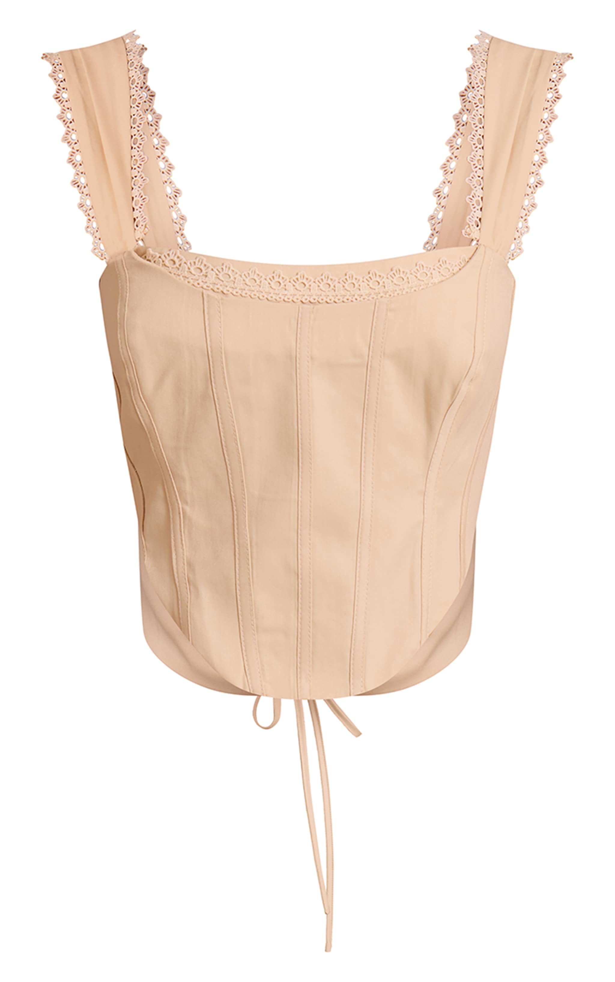 Cream Woven Scallop Trim Bonded Corset image 5