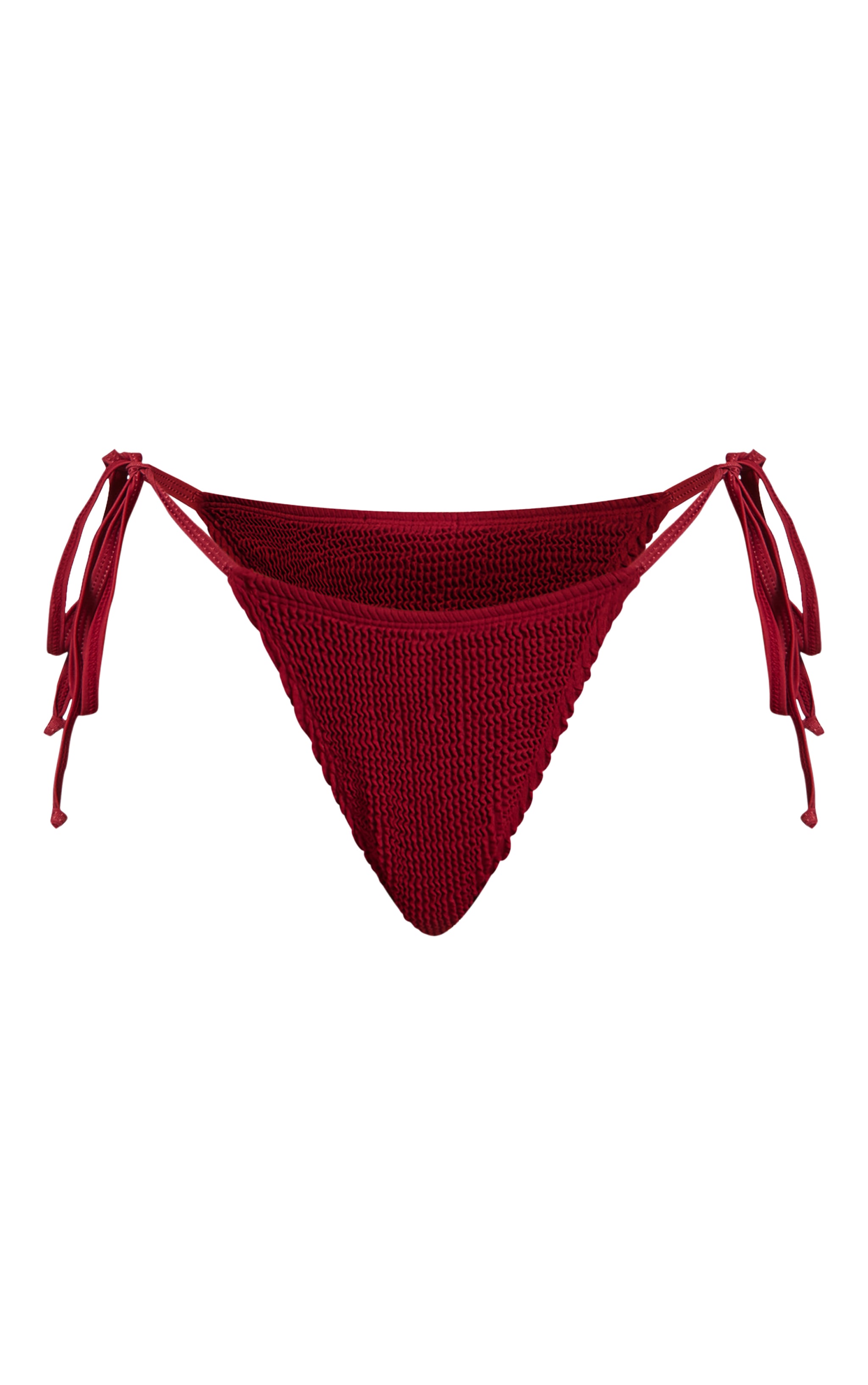 Burgundy Crinkle Double Tie Side Bikini Bottoms image 1