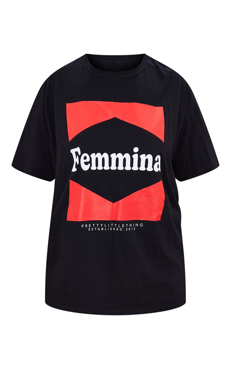 Plus Black Femmina Print T-shirt image 5