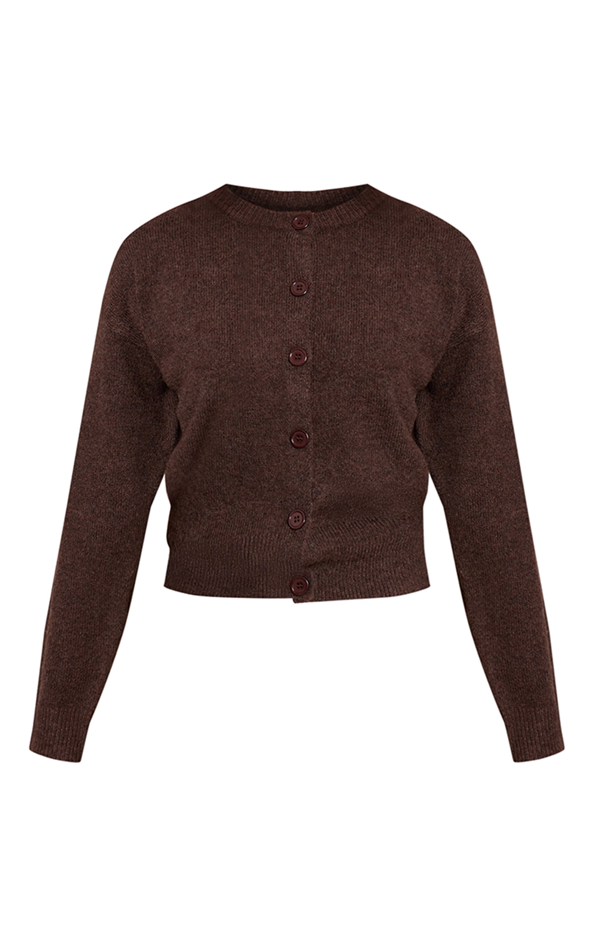 Chocolate Crew Neck Knit Cardigan image 5