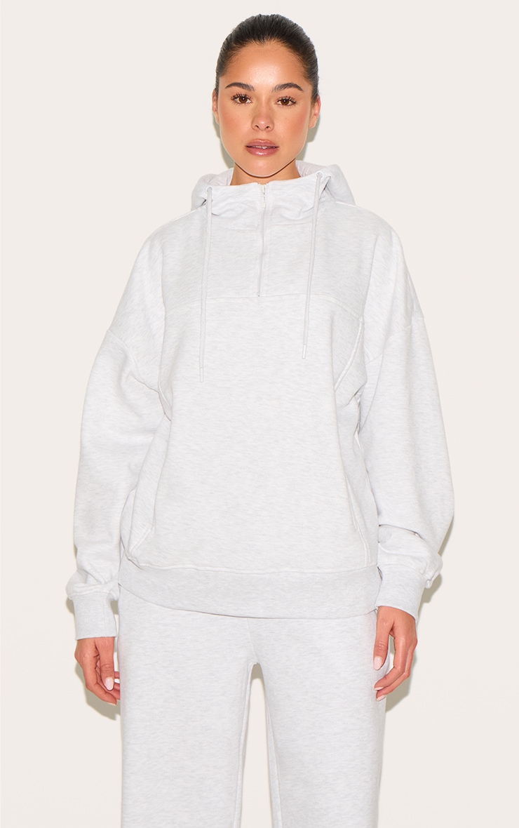 Ice Grey Oversized Funnel Neck Hoodie image 1