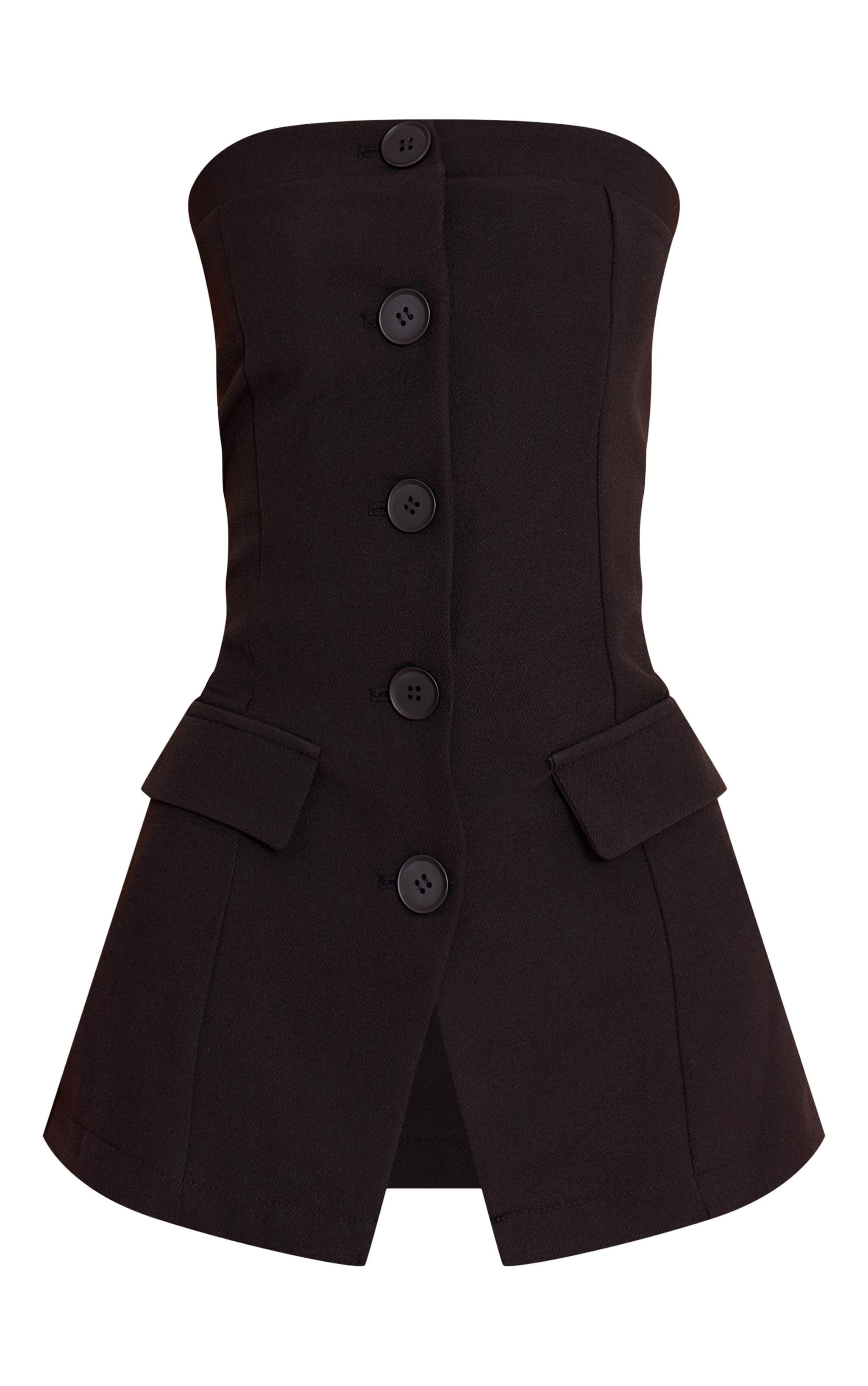 Black Premium Tailored Woven Button Up Top image 5
