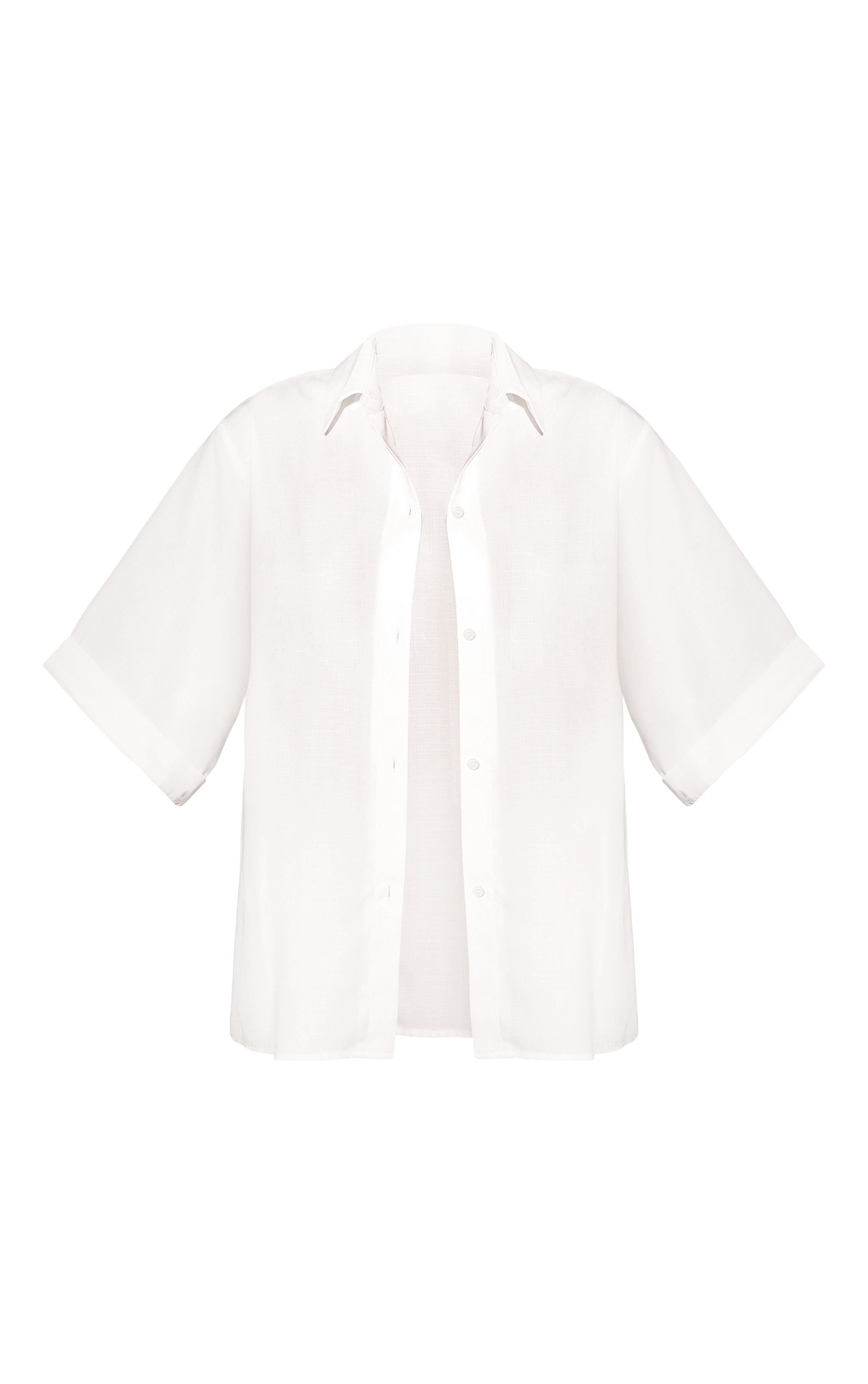 White Linen Look Drop Shoulder Beach Shirt image 5