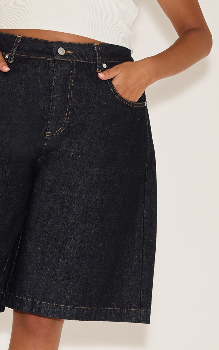 Plus Raw Indigo Wash Longline Denim Jorts image 5