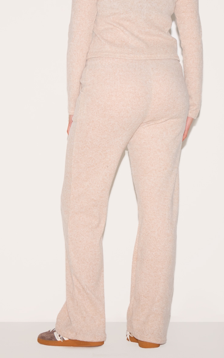 Plus Stone Brushed Rib Wide Leg Trousers image 3