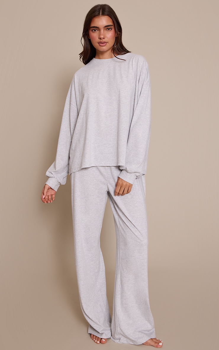 Ash Grey Wide Leg Pyjama Trousers image 1