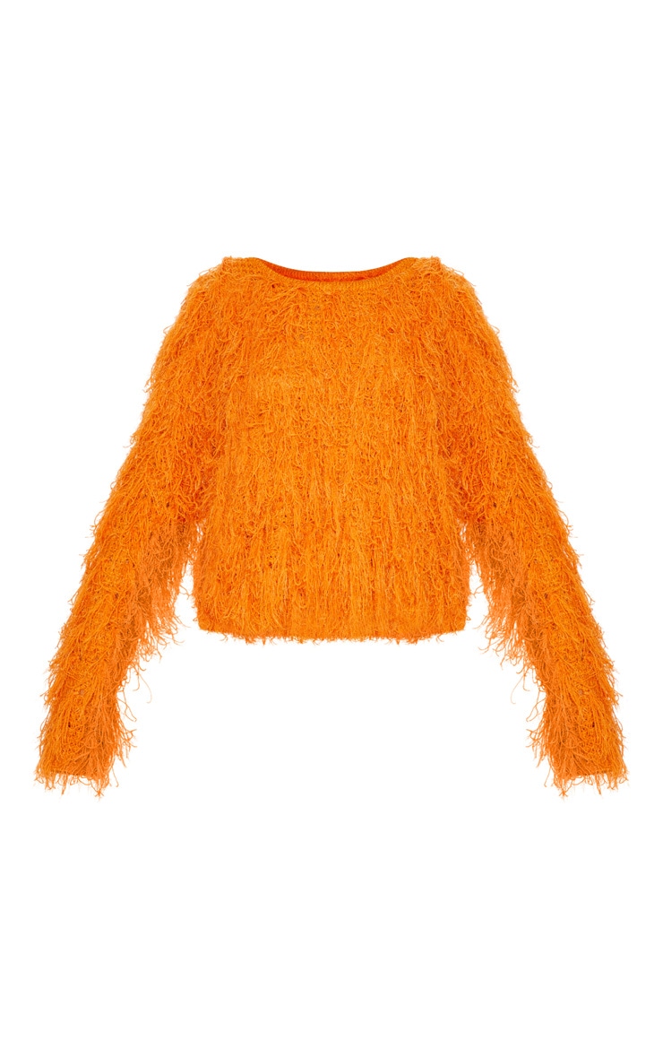 Rust Fluffy Knit Cropped Jumper image 3