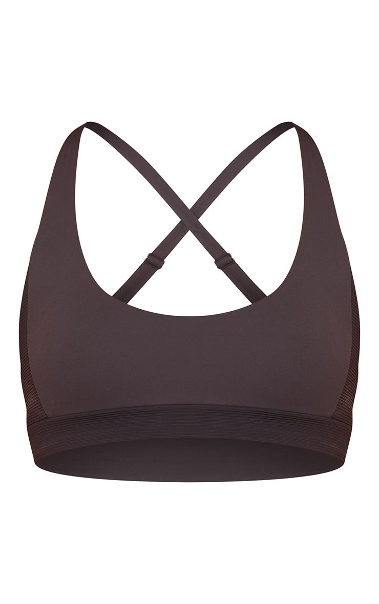 Charcoal Sculpt Rib Panel Strappy Sports Bra image 5