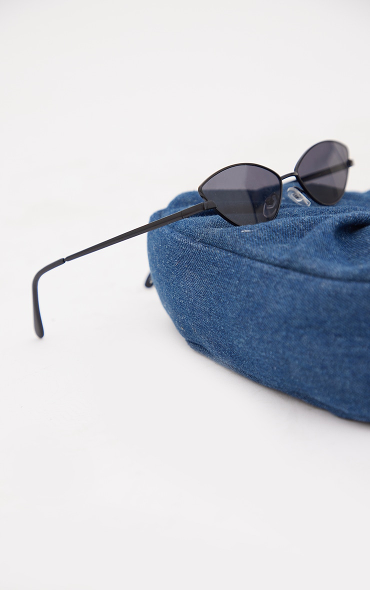 Black Oval Cat Eye Sunglasses PrettyLittleThing USA