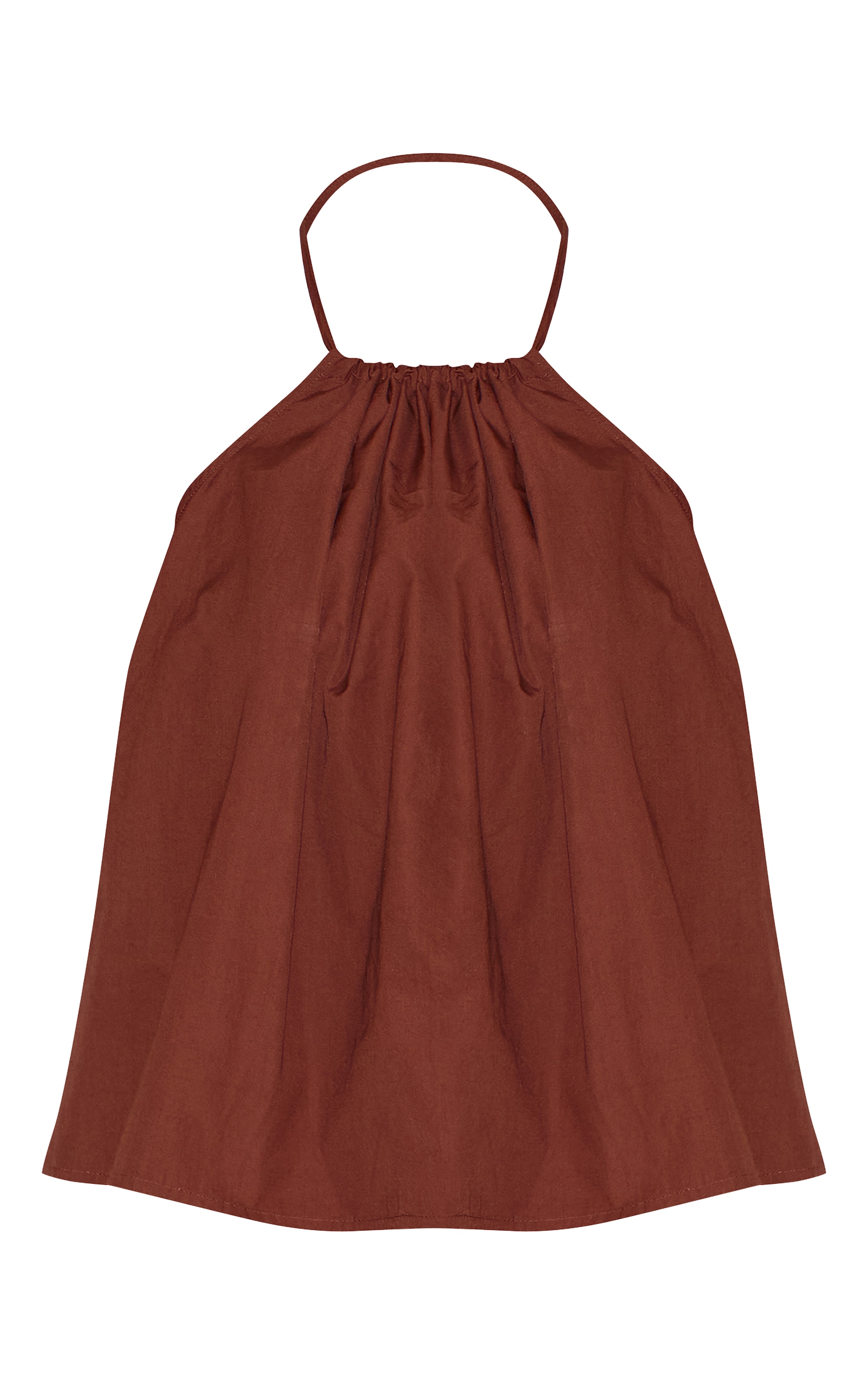 Tall Chocolate Poplin Low Back Halterneck Top image 5