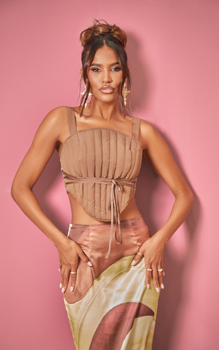 Chocolate gathered corset top