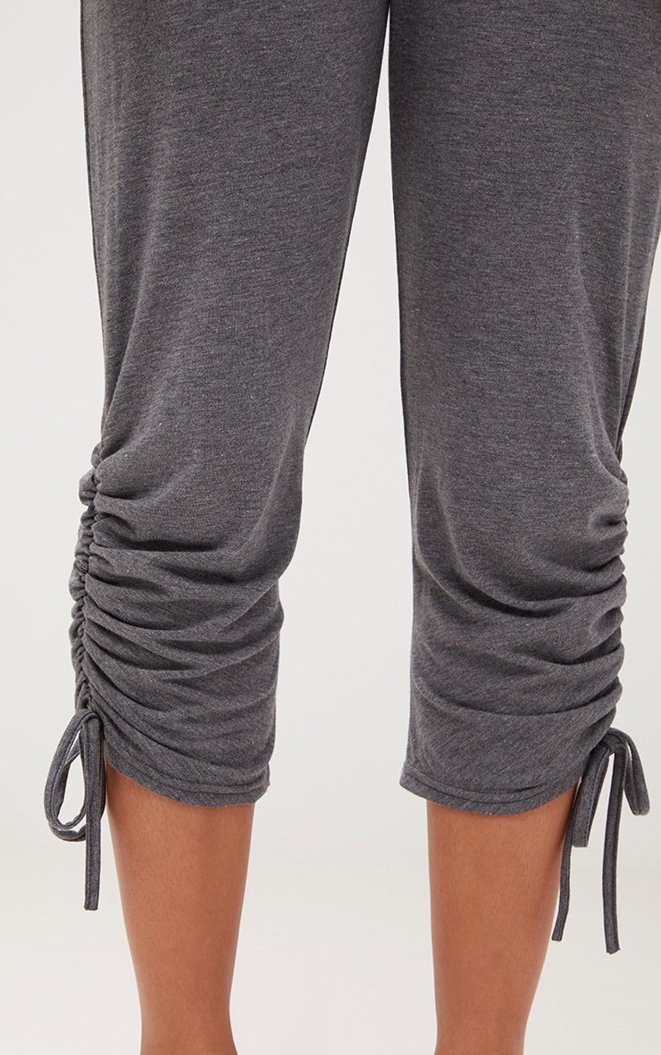 Charcoal Jersey Ruched Leg Jumpsuit PrettyLittleThing