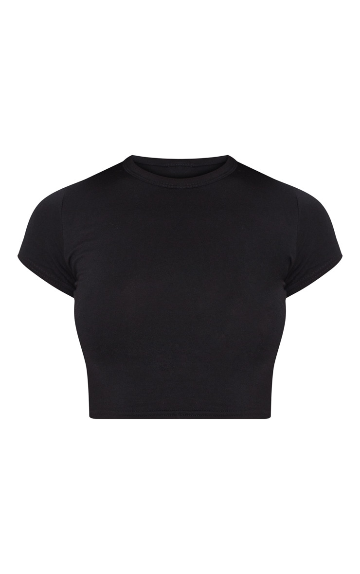 Plain black cropped tee clearance
