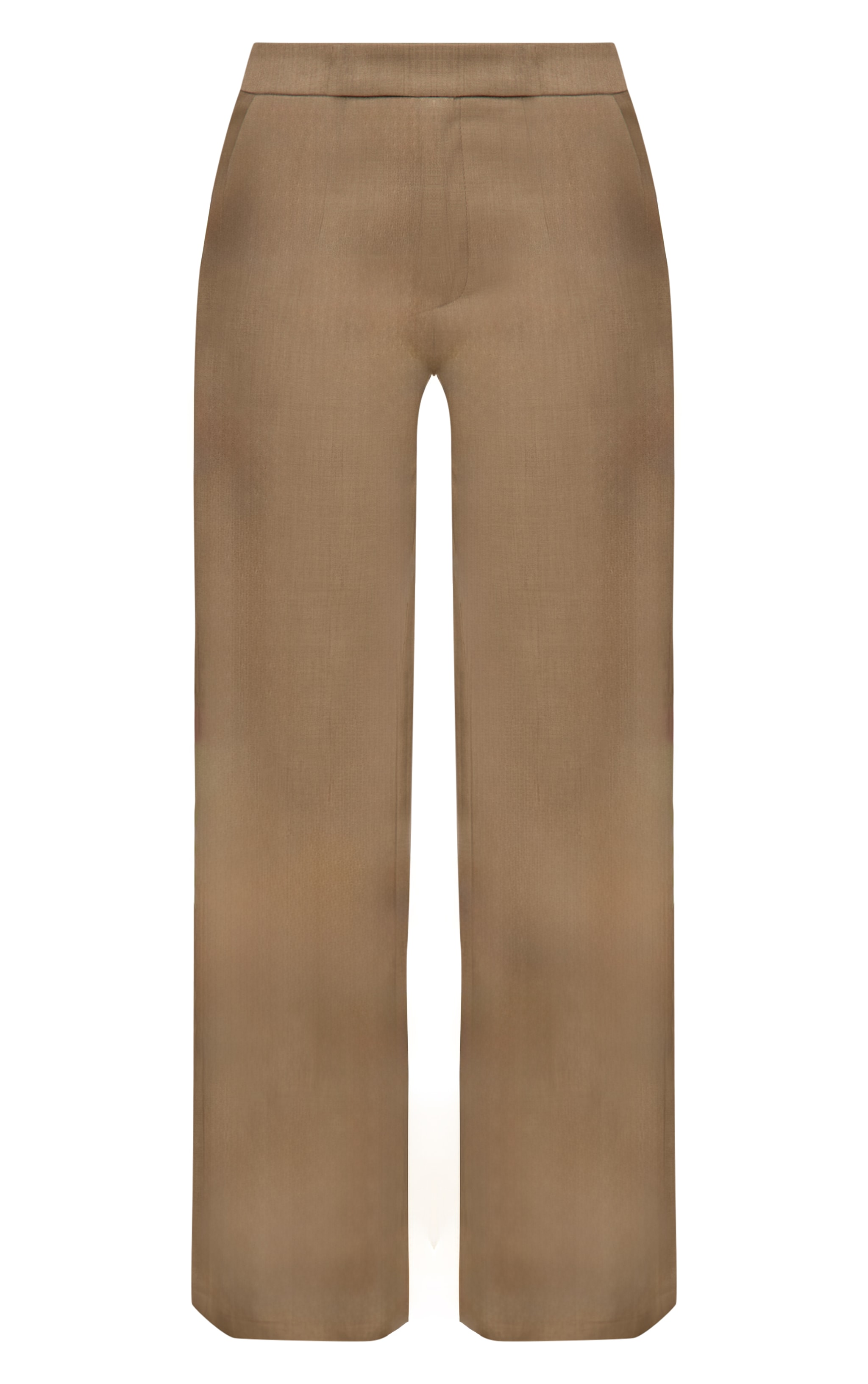 Petite Premium Khaki Woven Low Rise Wide Leg Pants image 5