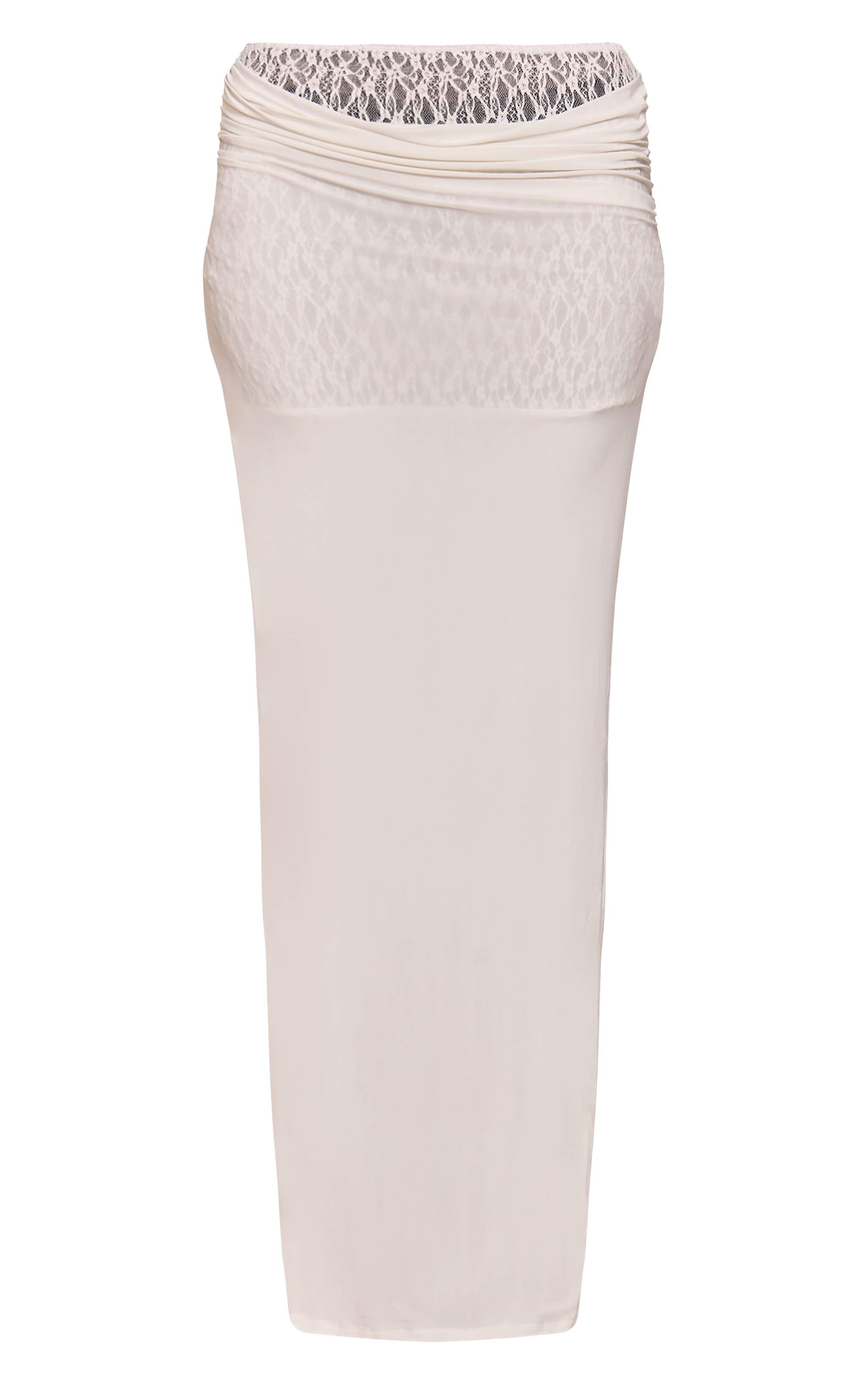 Cream Lace Underlay Double Slinky Cowl Maxi Skirt image 5