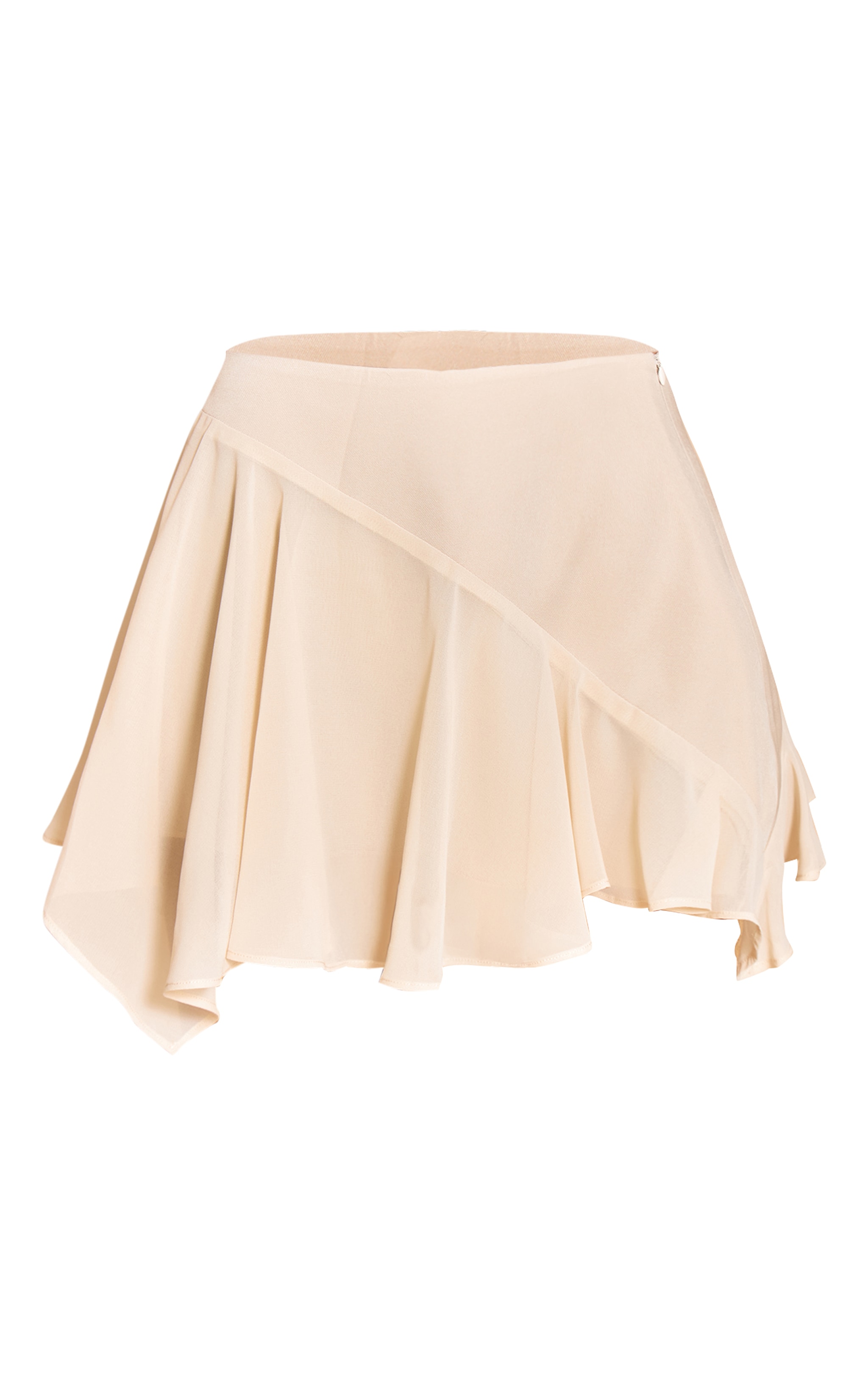 Beige Contrast Waistband Floaty Mini Skirt image 6