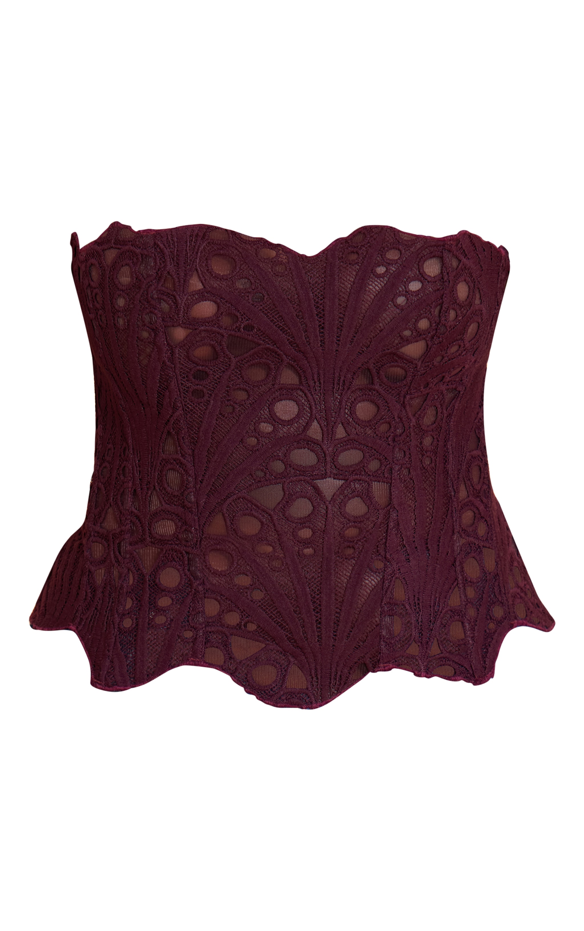 PLUS Plum Textured Sheer Floral Lace Corset image 5