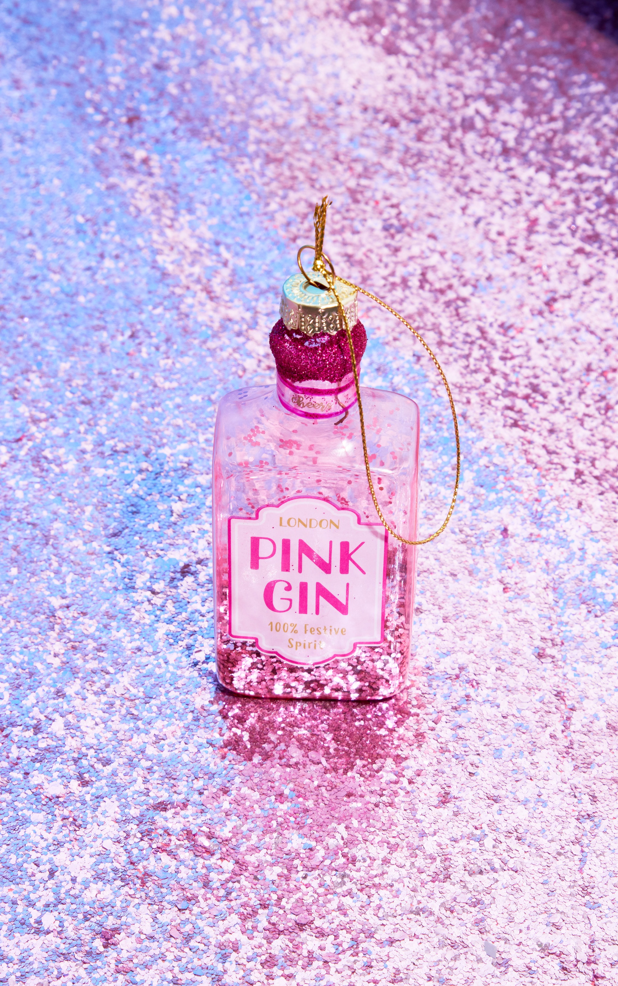 Sass & Belle Pink Gin Bottle Shaped Bauble