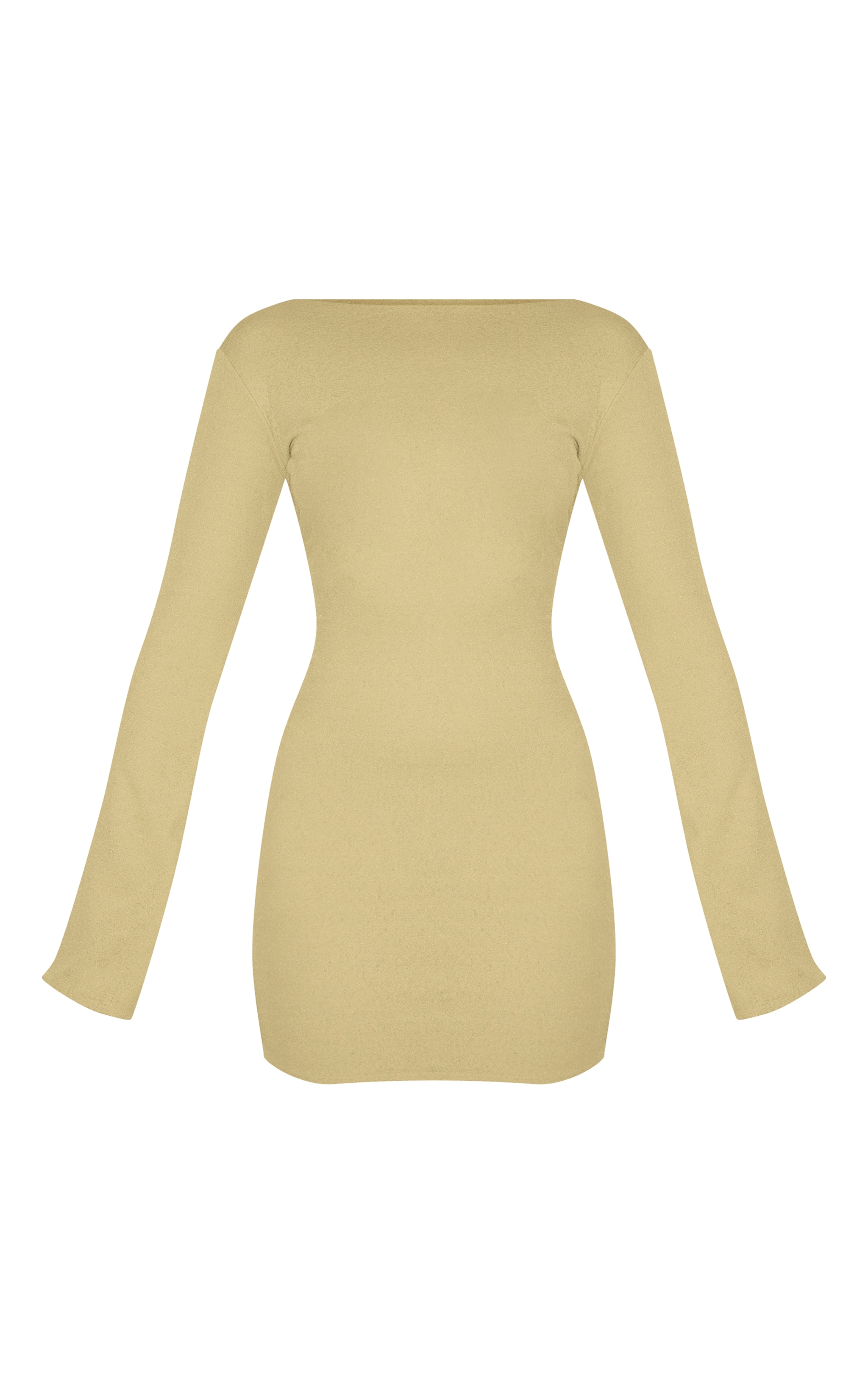 Olive Onion Skin Boat Neck Flute Sleeve Mini Dress image 5