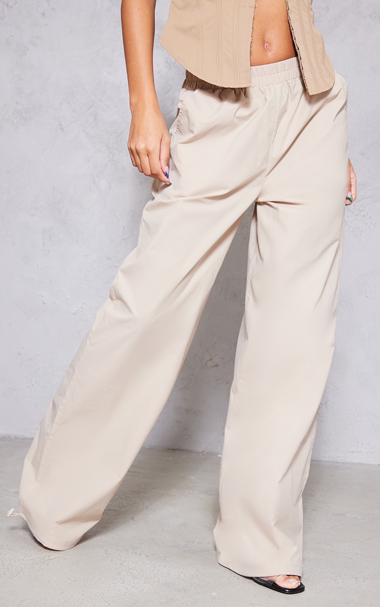 Taupe Woven Tie Cuff Pants image 2