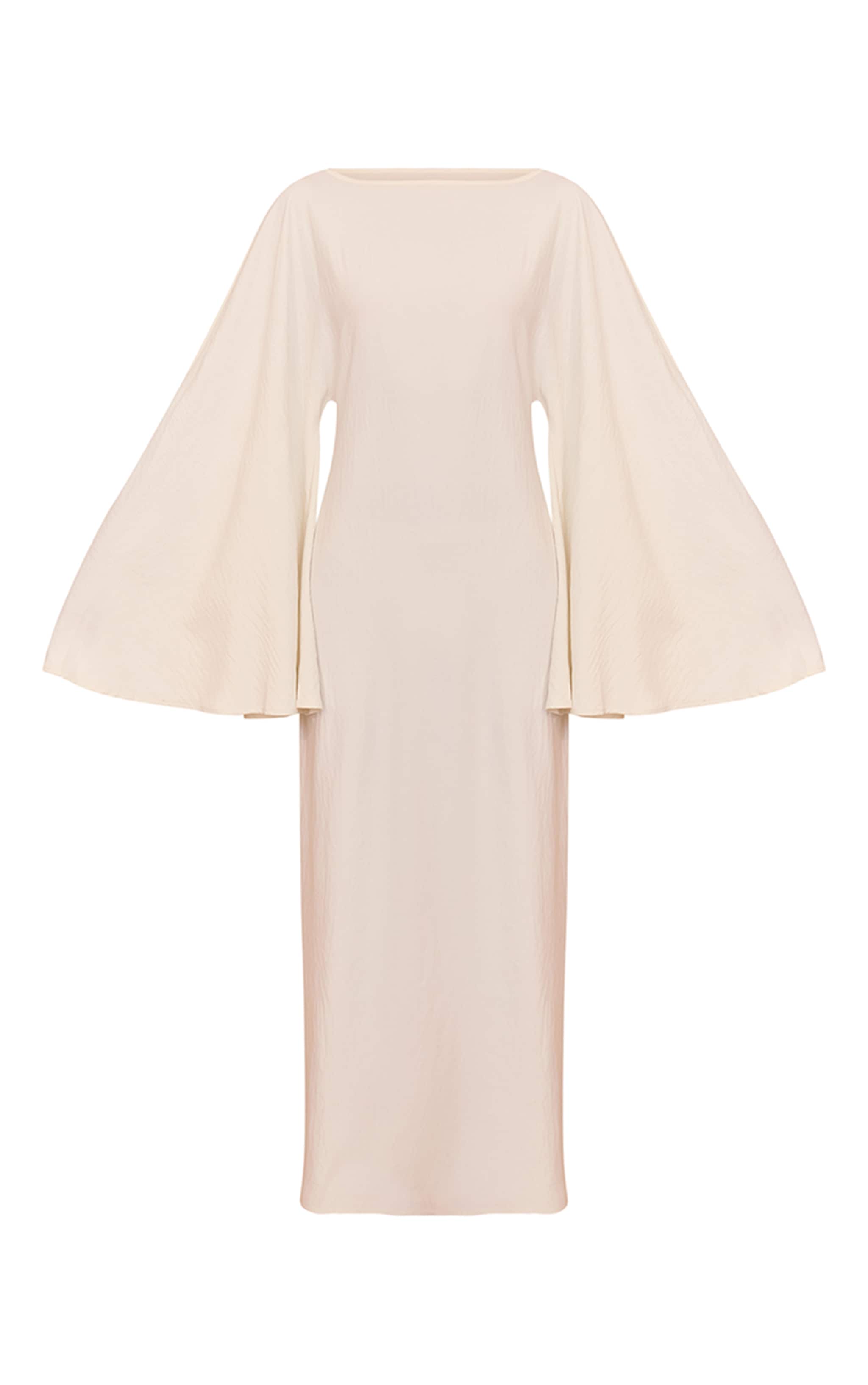 Cream Floaty Woven Flared Sleeve Maxi Dress image 6